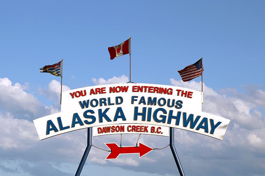 Road sign at Dawson Creek, British Columbia, Canada