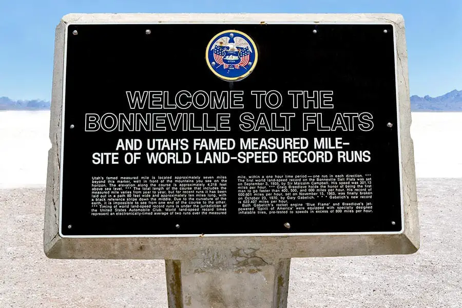 Bonneville Salt Flats, site of world land speed record runs