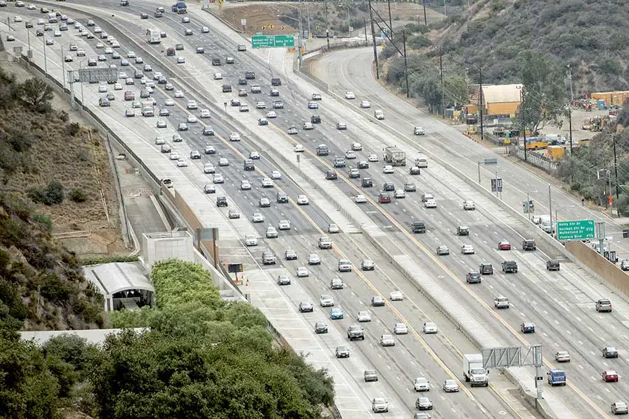 Traffic on congested Los Angeles freeway