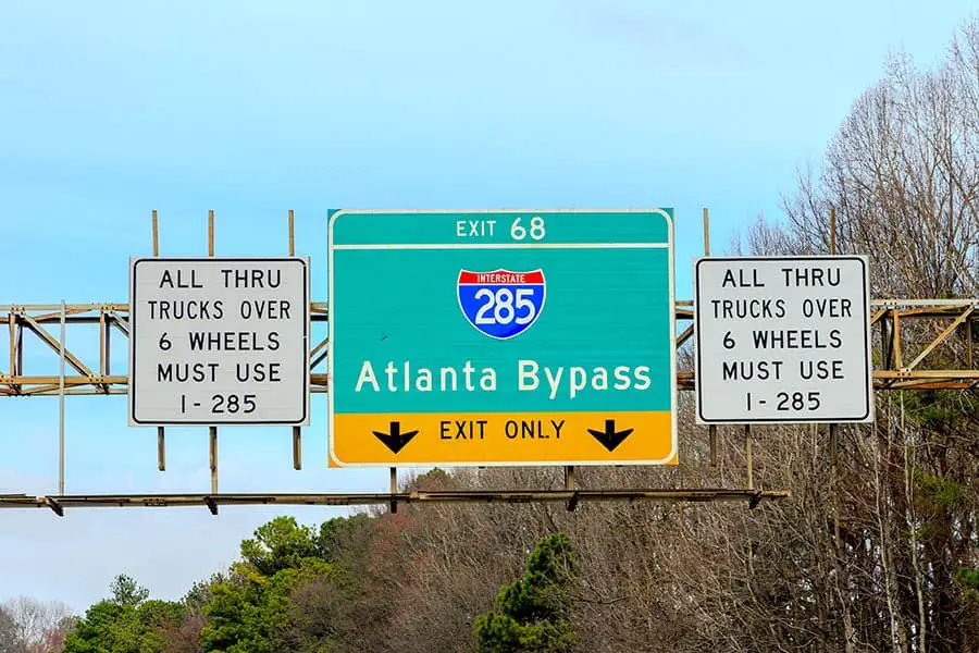Atlanta bypass sign to interstate 285