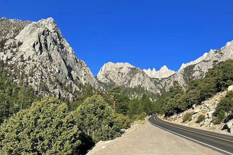 Whitney Portal Road the gateway to the Sierra Nevada Mountains and Mount Whitney