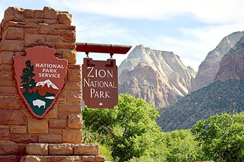 Zion National Park entrance sign