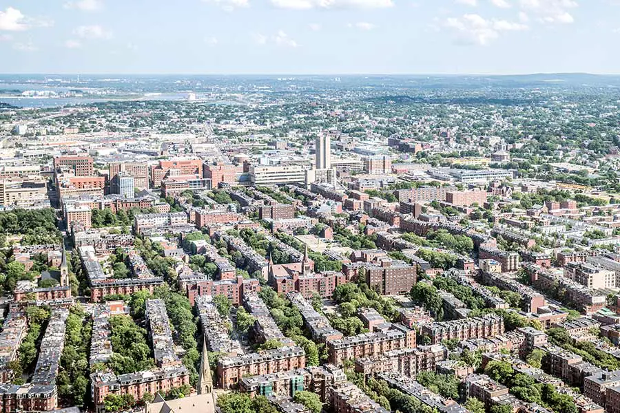 Aerial view downtown Boston Massachusetts