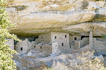 Cliff dwellings built into natural cliff alcoves