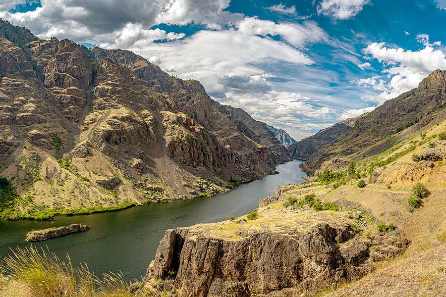 Snake River flowing through rugged Hells Canyon