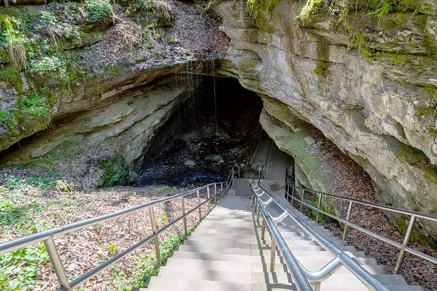 Stairs leading down to Mammoth Cave entrance, Kentucky